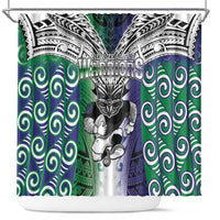 New Zealand Warrior Shower Curtain Maori Tribal Pattern LT05 Green - Polynesian Pride