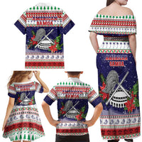 American Samoa Christmas Family Matching Off Shoulder Maxi Dress and Hawaiian Shirt Poinsettia La Maunia Le Kilisimasi