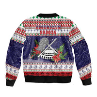 American Samoa Christmas Sleeve Zip Bomber Jacket Poinsettia La Maunia Le Kilisimasi
