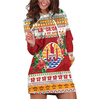 French Polynesia Christmas Hoodie Dress Coat Of Arms Merry Xmas LT05 Red - Polynesian Pride