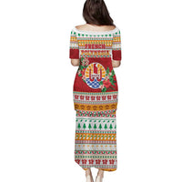 French Polynesia Christmas Puletasi Coat Of Arms Merry Xmas