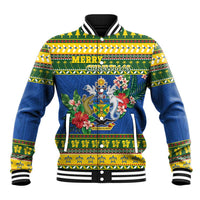 Solomon Islands Christmas Baseball Jacket Coat Of Arms Merry Xmas
