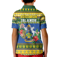 Solomon Islands Christmas Kid Polo Shirt Coat Of Arms Merry Xmas LT05 - Polynesian Pride