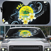 Palau United Nations Day Auto Sun Shade Polynesian Curves Plumeria - Polynesian Pride