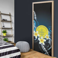 Palau United Nations Day Door Cover Polynesian Curves Plumeria - Polynesian Pride