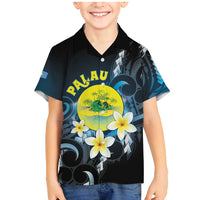 Palau United Nations Day Family Matching Mermaid Dress and Hawaiian Shirt Polynesian Curves Plumeria - Polynesian Pride