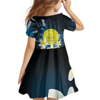Palau United Nations Day Family Matching Off The Shoulder Long Sleeve Dress and Hawaiian Shirt Polynesian Curves Plumeria - Polynesian Pride