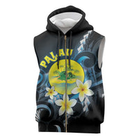 Palau United Nations Day Sleeveless Zip Hoodie Polynesian Curves Plumeria LT05 Black - Polynesian Pride