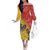 New Zealand Piwakawaka Christmas Family Matching Off The Shoulder Long Sleeve Dress and Hawaiian Shirt With Maori Pattern