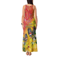 New Zealand Piwakawaka Christmas Tank Maxi Dress With Maori Pattern LT05 - Polynesian Pride