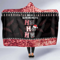 New Zealand Tiki Christmas Hooded Blanket Ho Ho Ho Paua Shell Glitter Red