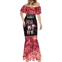 Personalised New Zealand Tiki Christmas Mermaid Dress Ho Ho Ho Paua Shell Glitter Red