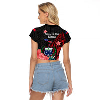 Samoa Independence Day Raglan Cropped T Shirt Samoan Warriors Ula Fala LT05 - Polynesian Pride