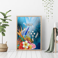Kosrae Constitution Day Canvas Wall Art Humpback Whale Tropical Flowers LT05 - Polynesian Pride