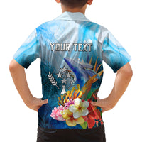 Personalised Kosrae Constitution Day Family Matching Long Sleeve Bodycon Dress and Hawaiian Shirt Humpback Whale Tropical Flowers LT05 - Polynesian Pride