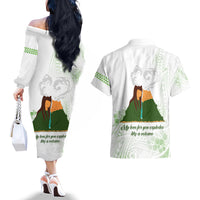 Personalised I LAVA YOU Volcano Valentine Couples Matching Off The Shoulder Long Sleeve Dress and Hawaiian Shirt Polynesian Tribal Pattern LT05 - Polynesian Pride