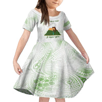 Personalised I LAVA YOU Volcano Valentine Family Matching Puletasi and Hawaiian Shirt Polynesian Tribal Pattern LT05 Daughter's Dress White - Polynesian Pride