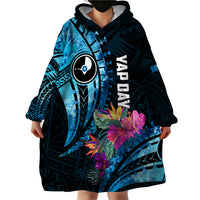Personalised FSM Yap State Day Wearable Blanket Hoodie Tropical Flowers Tribal Pattern LT05 - Polynesian Pride