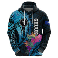 Personalised FSM Chuuk State Zip Hoodie Tropical Flowers Tribal Pattern LT05 - Polynesian Pride