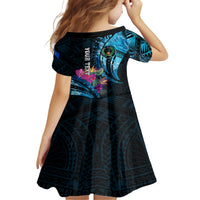 Personalised FSM Pohnpei State Family Matching Short Sleeve Bodycon Dress and Hawaiian Shirt Tropical Flowers Tribal Pattern LT05 - Polynesian Pride