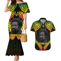 Personalised Vanuatu Father Lini Day Couples Matching Mermaid Dress and Hawaiian Shirt Polynesian Tribal Pattern LT05 Black - Polynesian Pride