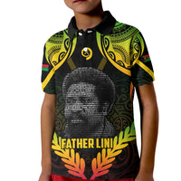 Personalised Vanuatu Father Lini Day Kid Polo Shirt Polynesian Tribal Pattern LT05 Kid Black - Polynesian Pride