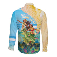 Personalised Hawaii Honolulu Festival Long Sleeve Button Shirt Hula Girls Tropical Vibe LT05 - Polynesian Pride