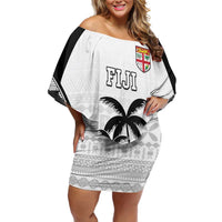 Custom Fiji Tapa Football Family Matching Off Shoulder Short Dress and Hawaiian Shirt Sporty Style