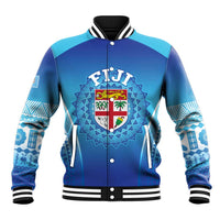 Custom Fiji Football Baseball Jacket Fijian Tapa Pattern