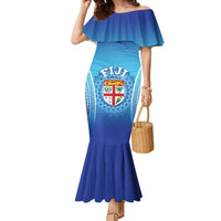 Custom Fiji Football Family Matching Mermaid Dress and Hawaiian Shirt Fijian Tapa Pattern