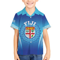 Custom Fiji Football Family Matching Short Sleeve Bodycon Dress and Hawaiian Shirt Fijian Tapa Pattern