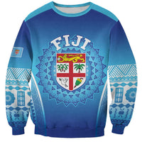 Custom Fiji Football Sweatshirt Fijian Tapa Pattern LT05 Unisex Blue - Polynesian Pride