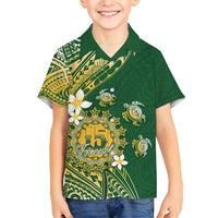 Cook Islands 15 Finest Family Matching Short Sleeve Bodycon Dress and Hawaiian Shirt Plumeria Polynesian Turtle LT05 Son's Shirt Green - Polynesian Pride