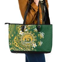 Cook Islands 15 Finest Leather Tote Bag Plumeria Polynesian Turtle LT05 - Polynesian Pride