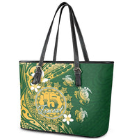 Cook Islands 15 Finest Leather Tote Bag Plumeria Polynesian Turtle LT05 - Polynesian Pride