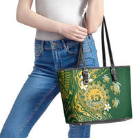 Cook Islands 15 Finest Leather Tote Bag Plumeria Polynesian Turtle LT05 - Polynesian Pride