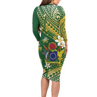 Cook Islands 15 Finest Long Sleeve Bodycon Dress Plumeria Polynesian Turtle
