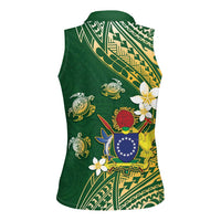 Cook Islands 15 Finest Women Sleeveless Polo Shirt Plumeria Polynesian Turtle LT05 - Polynesian Pride