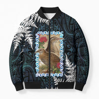 New Zealand Weka Bomber Puffer Jacket Maori Hen Koru Pattern LT05 Unisex Black - Polynesian Pride