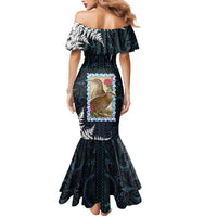 New Zealand Weka Family Matching Mermaid Dress and Hawaiian Shirt Maori Hen Koru Pattern