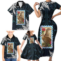 New Zealand Weka Family Matching Short Sleeve Bodycon Dress and Hawaiian Shirt Maori Hen Koru Pattern