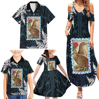 New Zealand Weka Family Matching Summer Maxi Dress and Hawaiian Shirt Maori Hen Koru Pattern