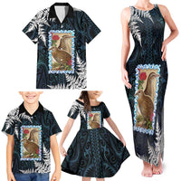 New Zealand Weka Family Matching Tank Maxi Dress and Hawaiian Shirt Maori Hen Koru Pattern