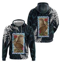 New Zealand Weka Hoodie Maori Hen Koru Pattern LT05 - Polynesian Pride