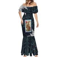 New Zealand Weka Mermaid Dress Maori Hen Koru Pattern - Polynesian Pride