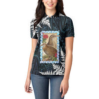 New Zealand Weka Women Polo Shirt Maori Hen Koru Pattern - Polynesian Pride