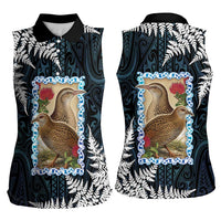 New Zealand Weka Women Sleeveless Polo Shirt Maori Hen Koru Pattern LT05 - Polynesian Pride