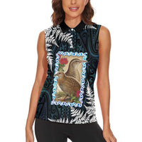New Zealand Weka Women Sleeveless Polo Shirt Maori Hen Koru Pattern LT05 - Polynesian Pride