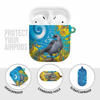 New Zealand Kokako Bird AirPods Case Maori Koru With Kowhai Flowers LT05 - Polynesian Pride