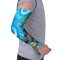 New Zealand Kokako Bird Arm Sleeves Maori Koru With Kowhai Flowers LT05 - Polynesian Pride